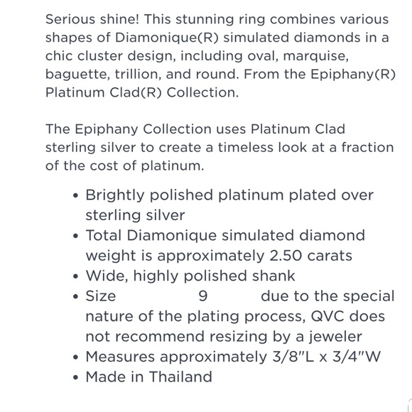 Diamonique Wide Band Platinum & Sterling Ring - Picture 7 of 7